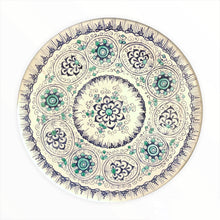Load image into Gallery viewer, Small Round Serving Plate Little Palms Blue & Green