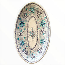 Carica l'immagine nel visualizzatore di Gallery, Oval serving plate 'Little Palms' Blue & Green