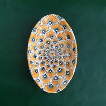 Load image into Gallery viewer, Oval Serving Dish 'Yellow Peacock Feathers'