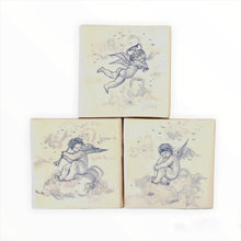 Load image into Gallery viewer, Putti majolica tiles set of three
