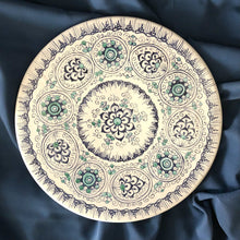 Load image into Gallery viewer, Small Round Serving Plate Little Palms Blue & Green