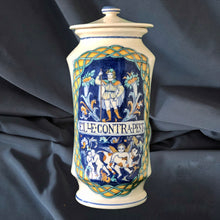 Load image into Gallery viewer, handmade ceramic pharmacy blue