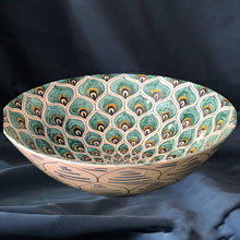 Load image into Gallery viewer, Green Peacock Feathers Bowl