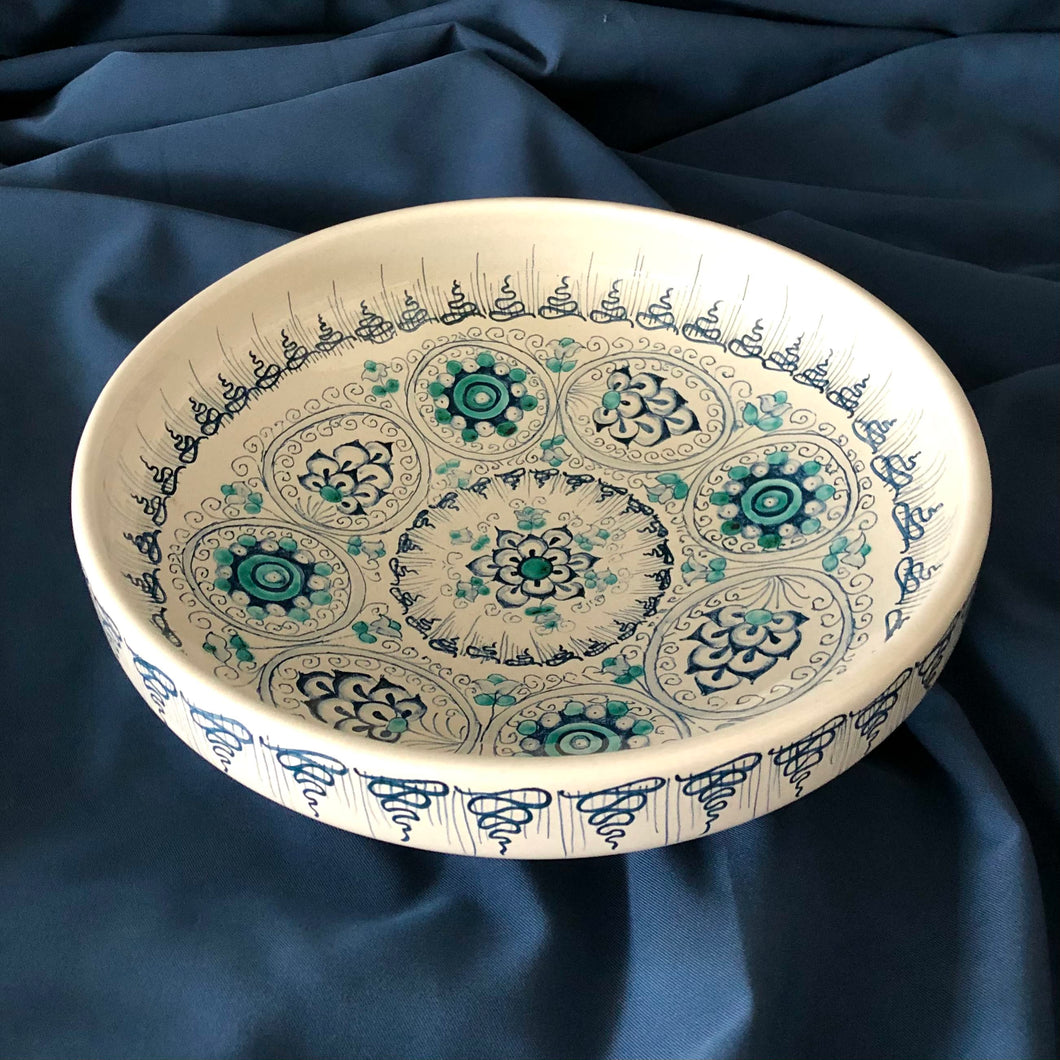 Handmade Ceramic Maiolica Bowl Blue Green