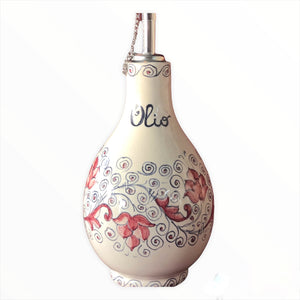 Olive Oil Bottle and Saucer Umbrian Rose