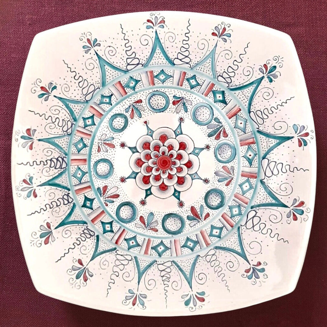 Square Majolica Plate 'Elia'