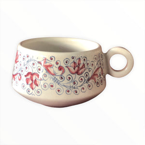 Maiolica Tea Cup with Saucer Umbrian Rose