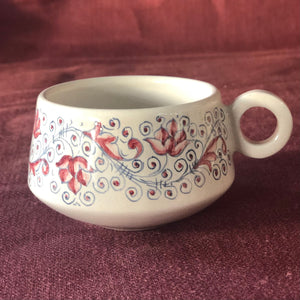 Maiolica Tea Cup with Saucer Umbrian Rose