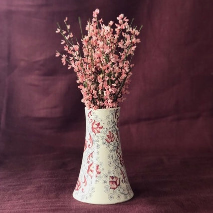 Maiolica Flower Vase 'Umbrian Rose'