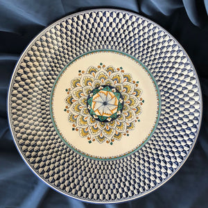 Large majolica wall plate Blue Fish Scale