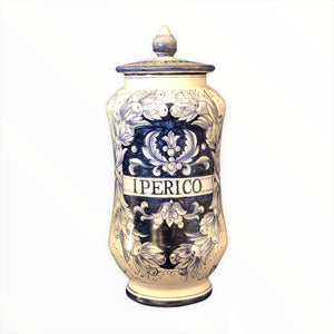 handmade ceramic pottery jar blue hypericum