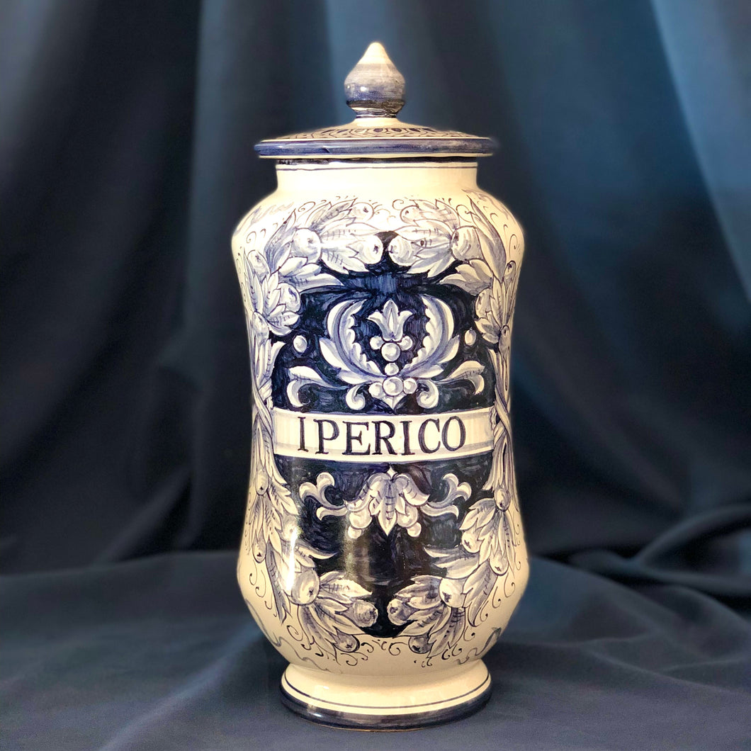 handmade ceramic pottery pharmacy jar hypericum
