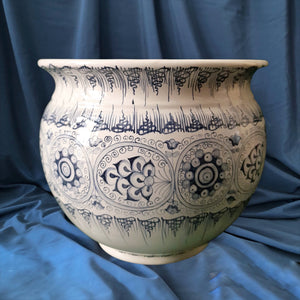 Flower Pot 'Little Palms' Blue - Medium