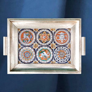 handmade ceramic majolica pottery tiles tray