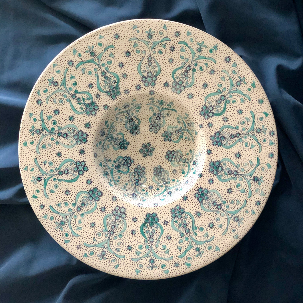 Priest's Hat Decorative Wall Plate 'Moresco Aquamarine'