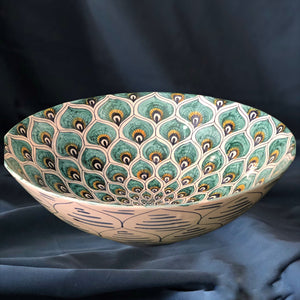 Green Peacock Feathers Bowl