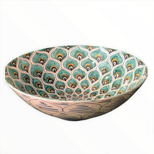 Load image into Gallery viewer, Green Peacock Feathers Bowl
