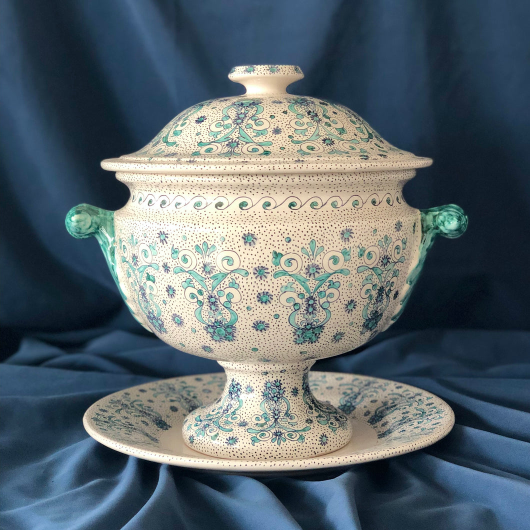 handmade ceramic tureen aquamarine tablestyling
