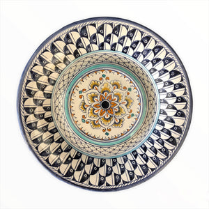 Small majolica wall plate Blue Fish Scales