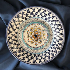 Small majolica wall plate Blue Fish Scales