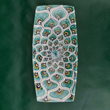 Carica l&#39;immagine nel visualizzatore di Gallery, Rectangular serving plate Green Peacock Feathers Small

