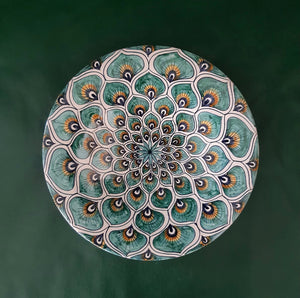 Decorative Wall Plate 'Green Peacock Feathers' small